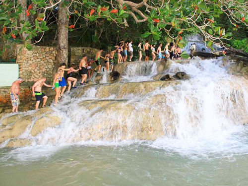 Montego Bay Dunn's River Falls Excursion with Cocktails and Lunch at Reggae Hill 