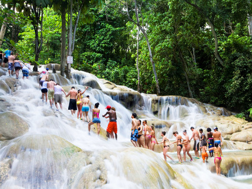 Montego Bay Dunn's River Falls Excursion with Cocktails and Lunch at Reggae Hill 